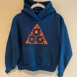 Nike ACG All Conditions Gear Icon Hoodie Sweatshirt Valerian Blue Total Orange M